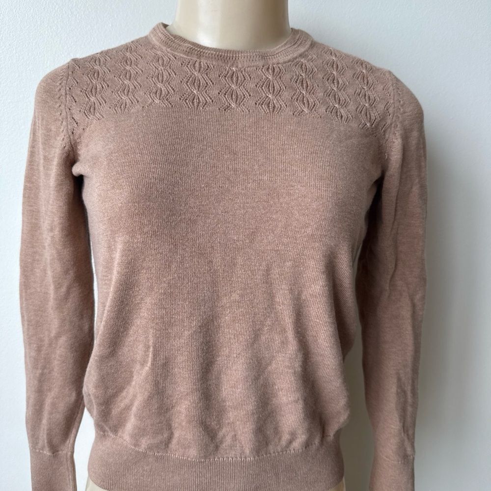 Banana Republic Womens XSP Sweater Pullover Brown Knit Cotton Viscose Cozy